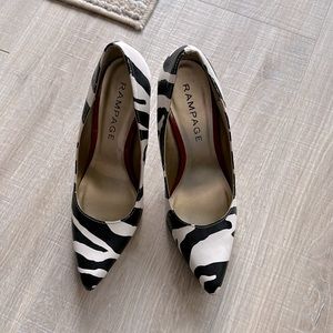 Women’s Rampage 7.5 heels: zebra print and red heel